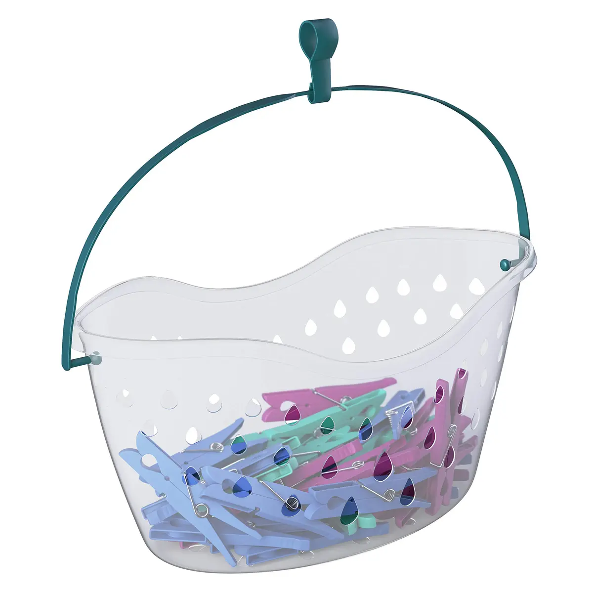 Cesto de Prendedores de Roupa Compact, 48 Peças, Multicor, LAV3765, Flash Limp - 1