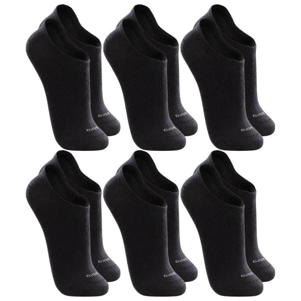 LUPO Kit 6 Pares Meia Soquete Sapatilha Invisível Esportiva Algodão Unissex Adulto, 6 Preto, 37-40