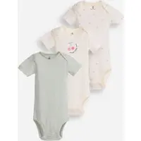 kit de 3 bodies infantis de algodão estampado colorido