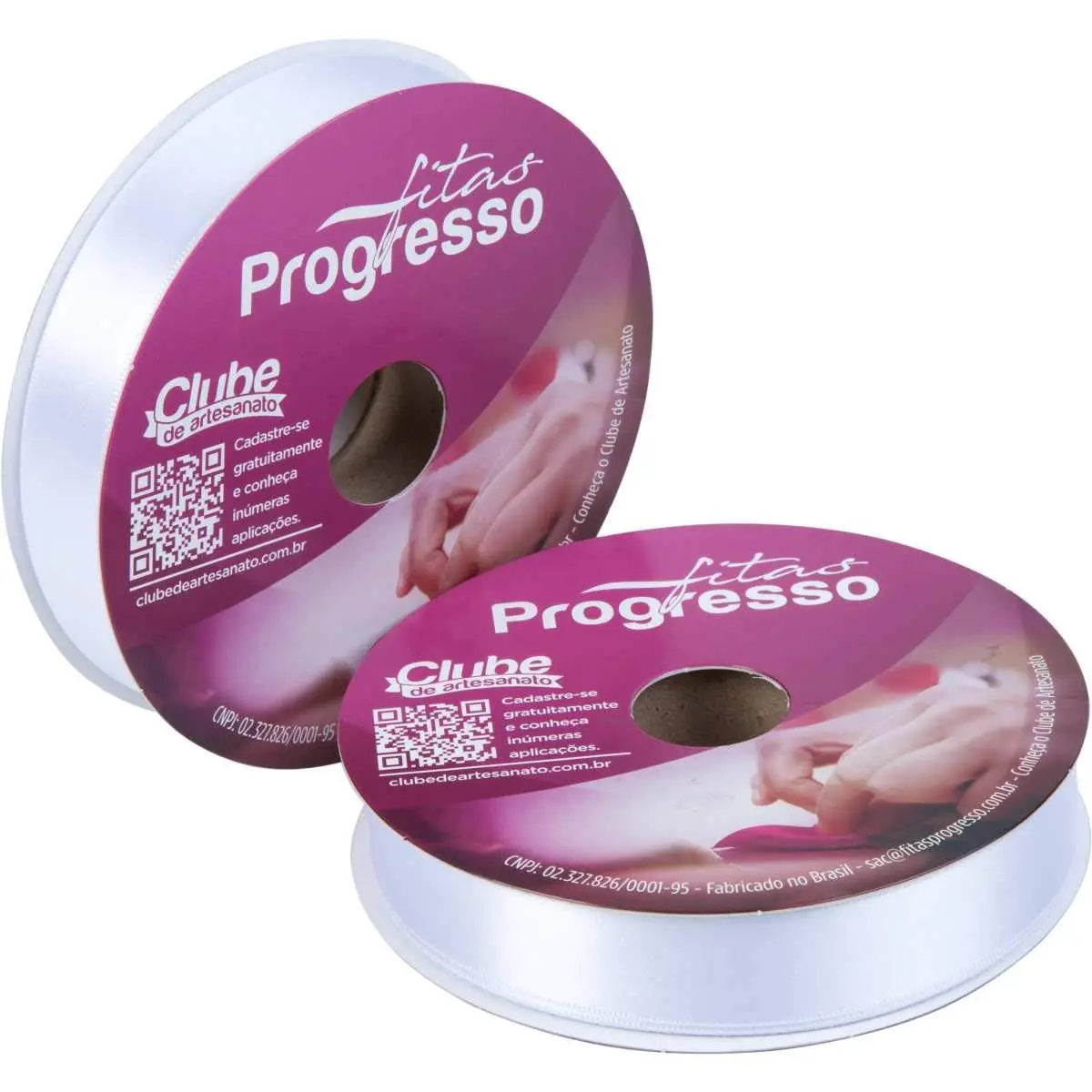 Fitas Progresso Simples Face Fita Cetim, Branco, 22mm x 50m, 1 Unidade - 1