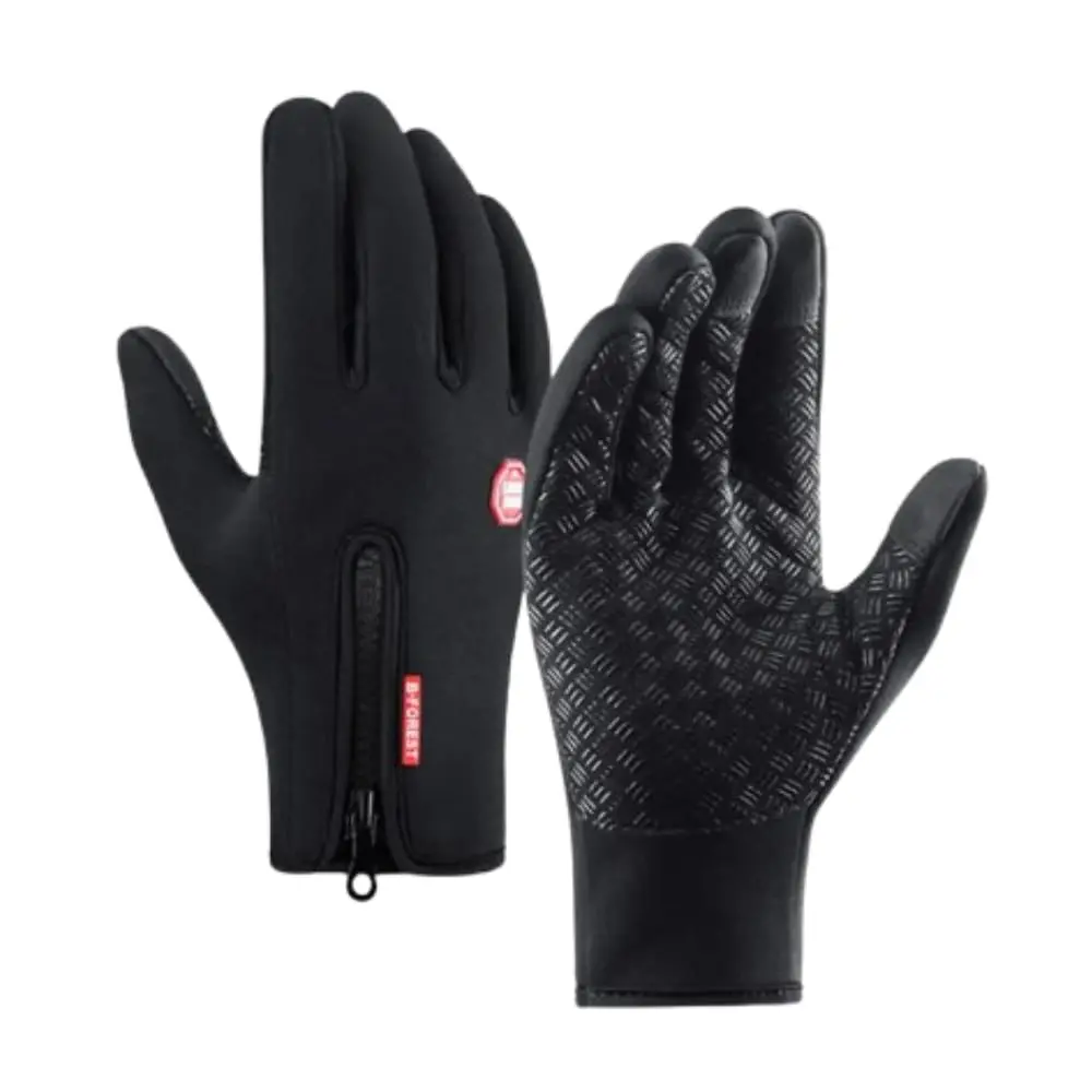Luvas Térmicas e Impermeáveis para Frio Touchscreen - Luvas com Forro Quente, Antiderrapante e Zíper Ajustável - Ideal para Moto, Bicicleta e Dias Frios - UpShop - 1