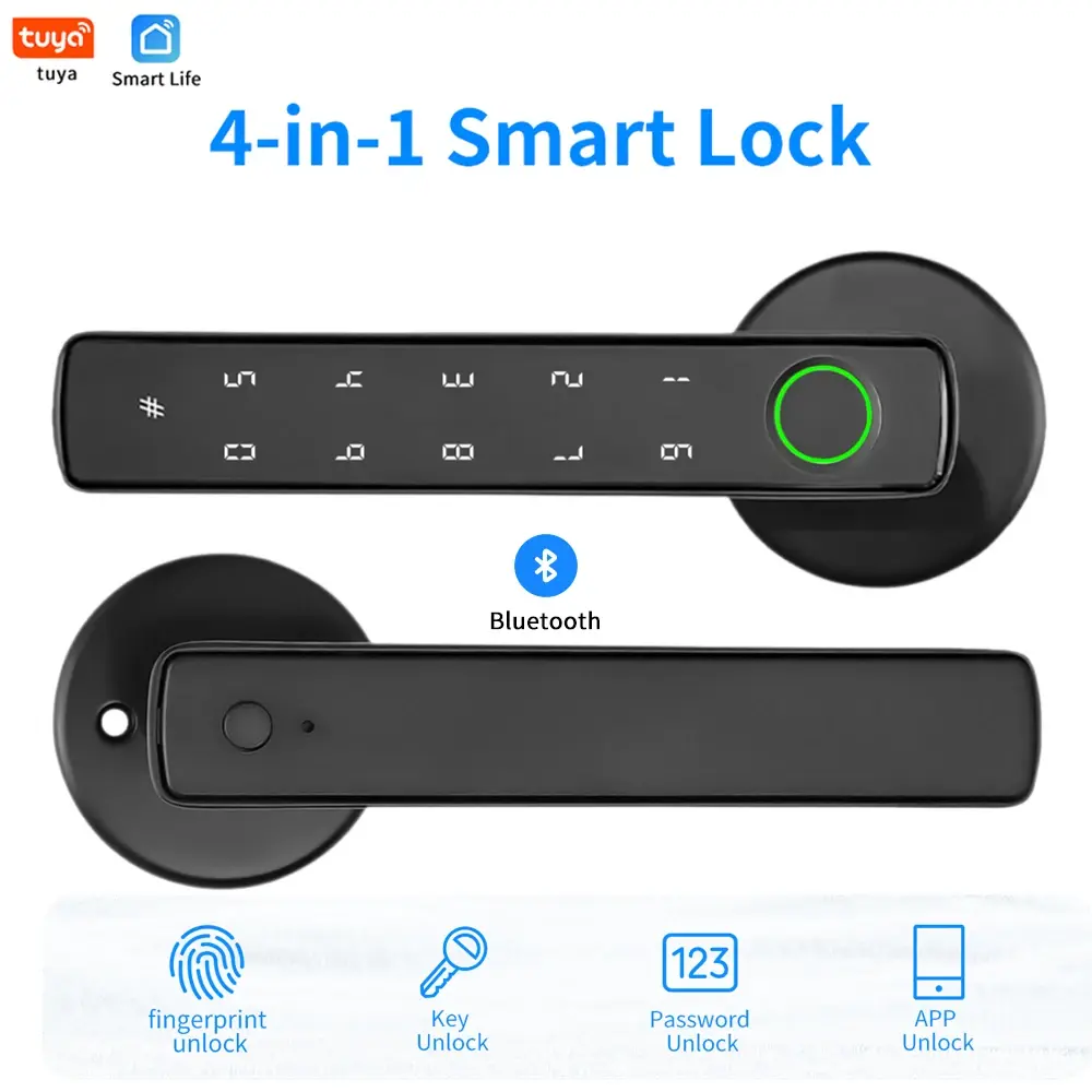 Tuya fechadura da porta vida inteligente app/impressão digital/chave/senha desbloquear apartamento hotel suporte casa inteligente fechadura da porta eletrônica - 1