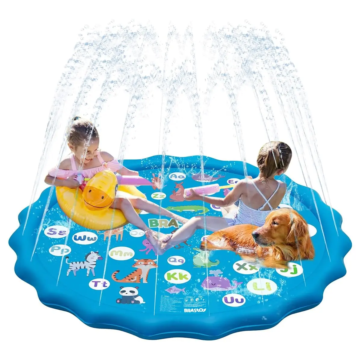 Piscina Infantil Splash Pad, para Brincar e Aprender | Brinquedo Aquático ao Ar Livre para Crianças, da A à Z Piscina ao Ar Livre (170 cm)