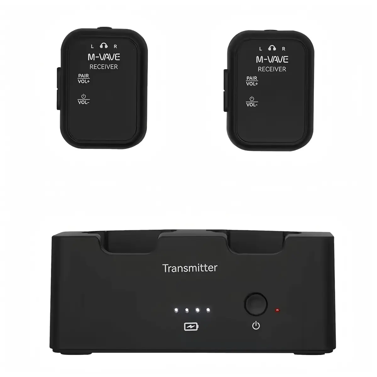 M-VAVE Sistema de Monitoração Auricular Sem Fio WP-12: 1 Transmissor + 2 Receptores com Áudio 24bit/48KHz, Alcance 30m e 24h Bateria - Ideal para Shows, Igrejas e Podcasts no Brasil