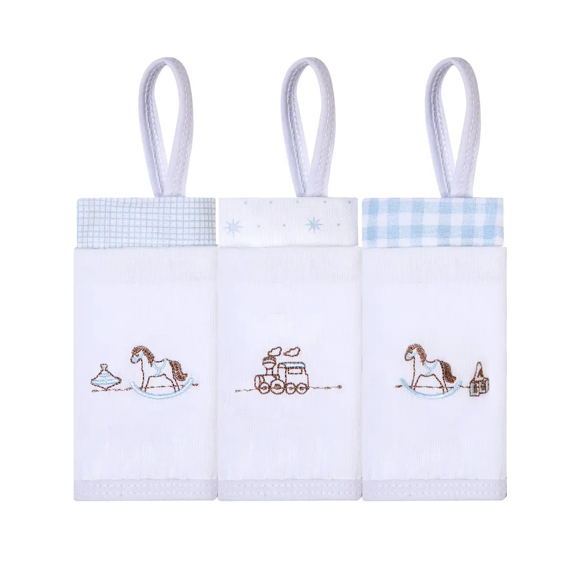 Papi Textil Paninho De Boca Bordados Papi Com Prendedor De Chupeta 40Cm X 40Cm Contem 03 Un - 1