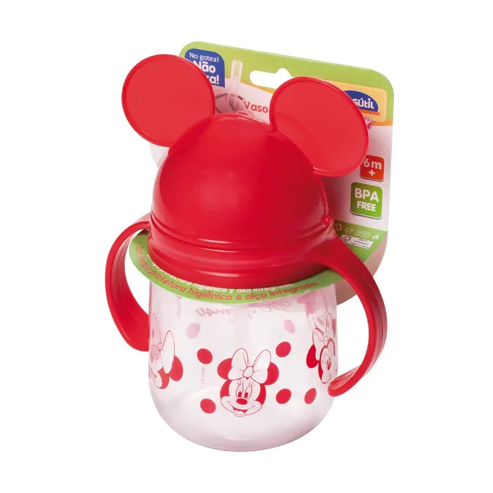 Caneca Treinamento com Canudo de Silicone Retrátil Minnie 350 ml Plasútil