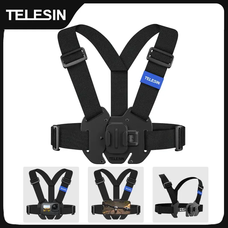 Telesin cinta de peito montagem cinto montagem para gopro hero 13 12 11 10 9 8 7 6 5 insta360 dji acessórios da câmera ação