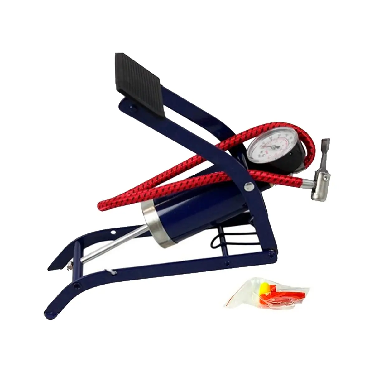 Bomba Pedal De Encher Pneus De Carro Bicicleta Moto Bola Colchões De Ar Piscinas Infláveis Alta Pressão Azul Com Medidor de Pressão Atpe 100 Libras por Polegada