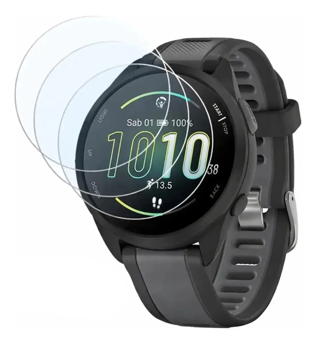 Kit 2 Películas de Vidro 9H para Garmin Forerunner 165 e 165 Music | Borda 2.5D, kit de limpeza incluso, toque e brilho originais preservados, aplicação sem bolhas - 1