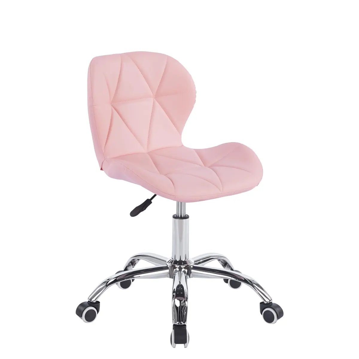 Cadeira Eiffel Slim Giratória Rosa Estofada – Estilo Charles Eames, Base Cromada com Rodinhas, Regulagem de Altura | Conthey - 1