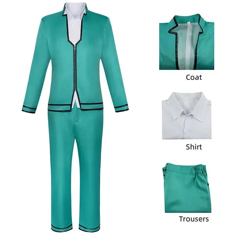 Anime saimu kuzuo cosplay traje desastre vida k- nan rpg adereços saiki kusuo uniforme topo e calças saimu kuzuo outfits