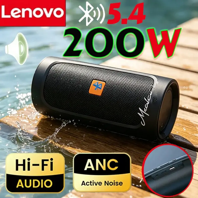 Caixas de Som Portáteis Lenovo TF USB FM Bluetooth 5.4 com Reprodução Estéreo e Subwoofer Sem Fio - 1