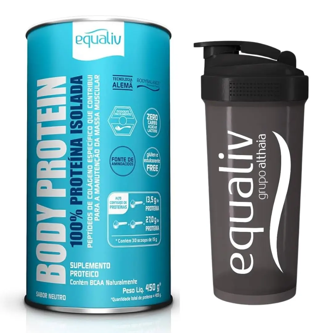 Combo Equaliv - Body Collagen Protein + Coqueteleira Oficial - Lata Sabor Neutro (sem sabor)