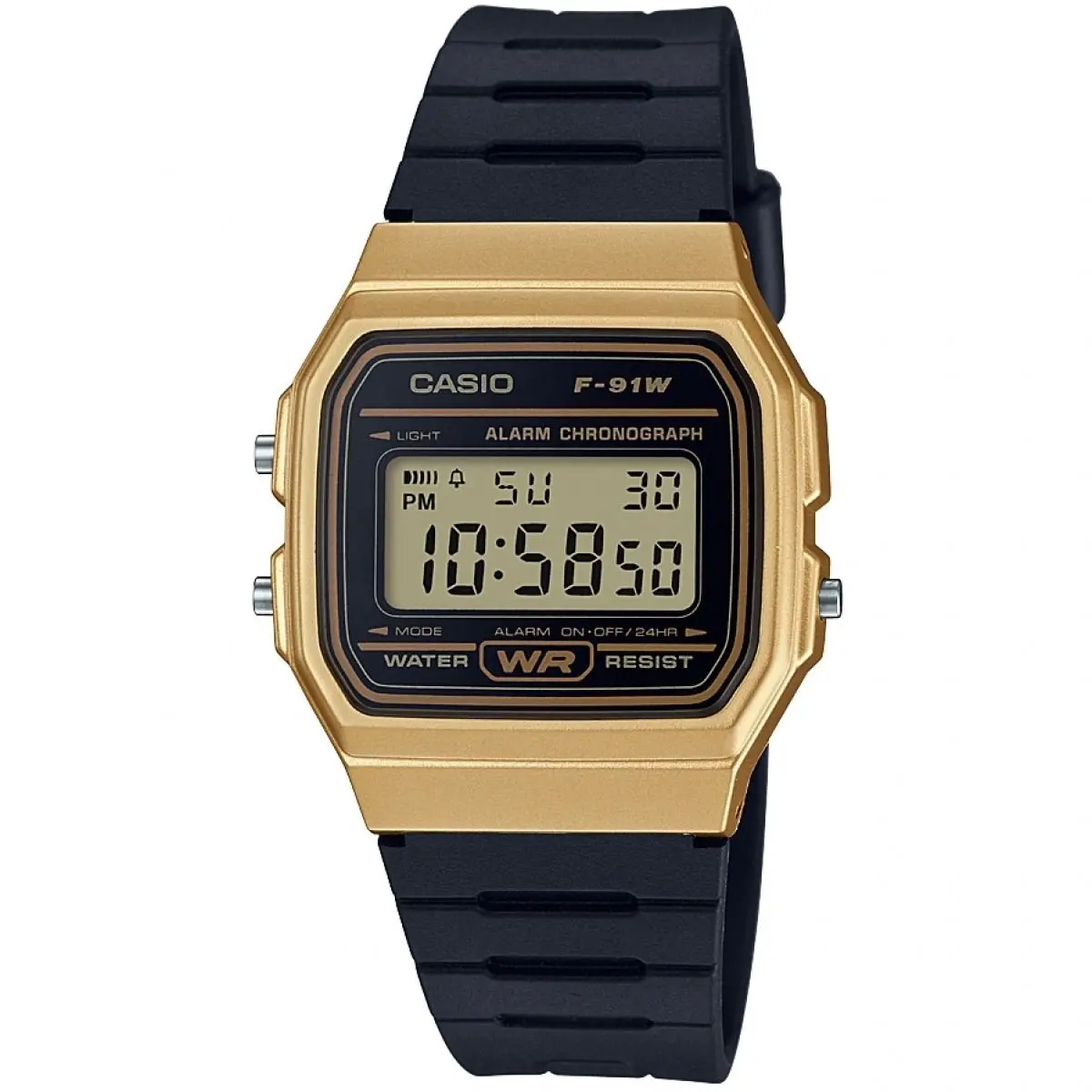 Casio Relógio unissex em vidro de resina/acrílico com mostrador de data e luz LED – resistência à água e alarme - 1