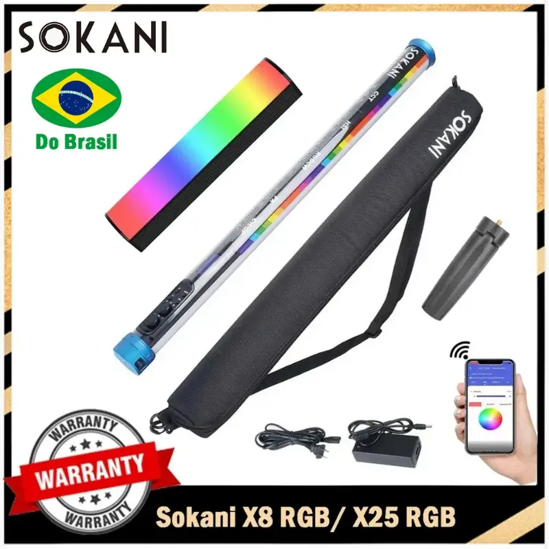 【DO BRASIL】SOKANI X8 X25 X15 RGB LED Light Tube Stick, Vídeo Soft Light, Controle APP, YouTube, Fotografia Tik Tok