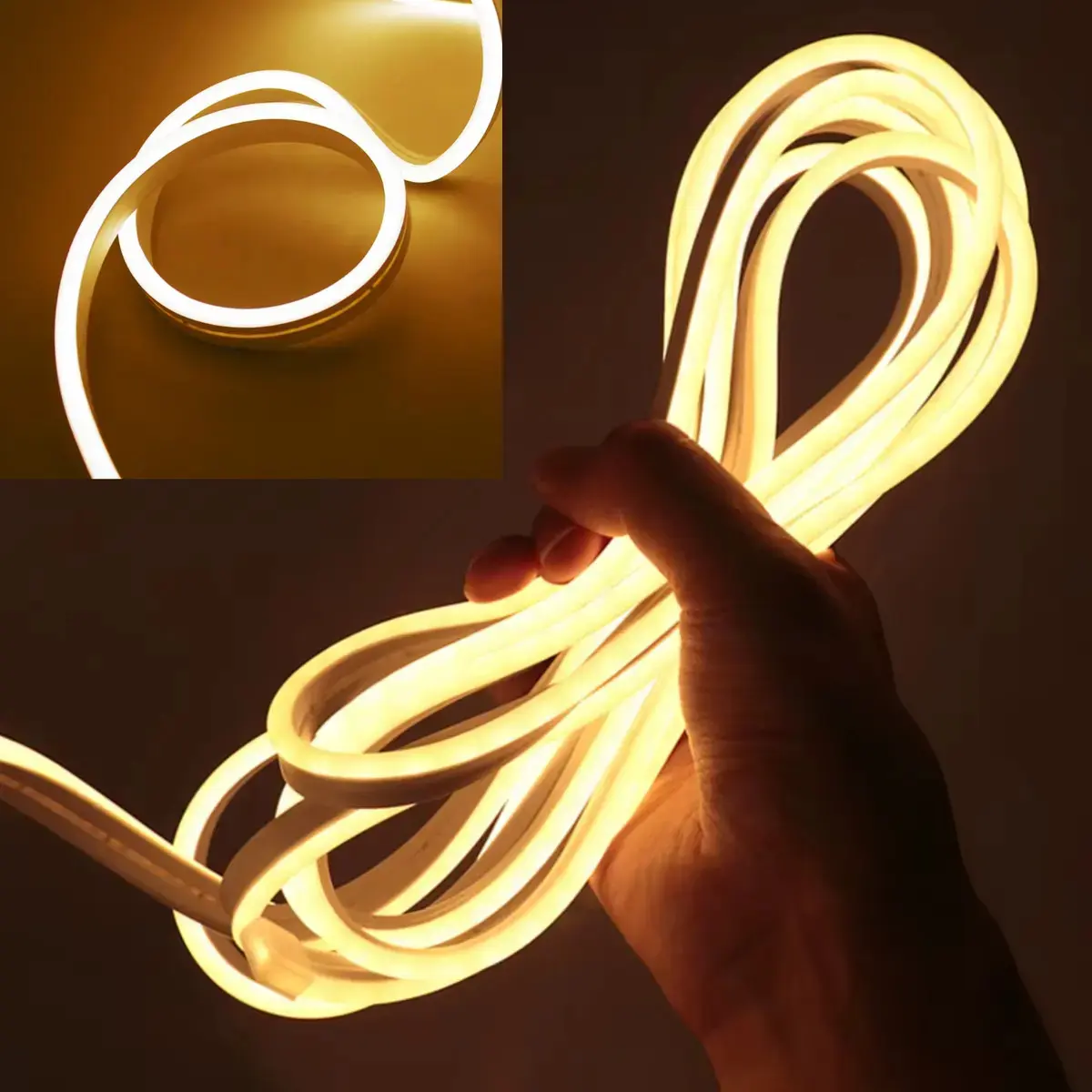 Fita LED Neon Flexível 3528 120Led VLX 5 metros Mangueira Corte 2,5cm Cor da Luz Branco Quente Tensão IP65 3000k Alto Brilho thumbnail 2