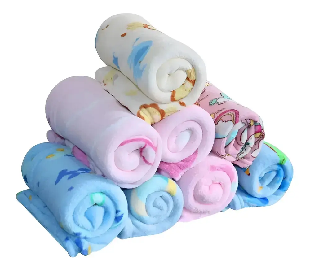 Kit 3 Mantas Cobertor Microfibra Infantil Bebê Estampada Cor Menino - 1