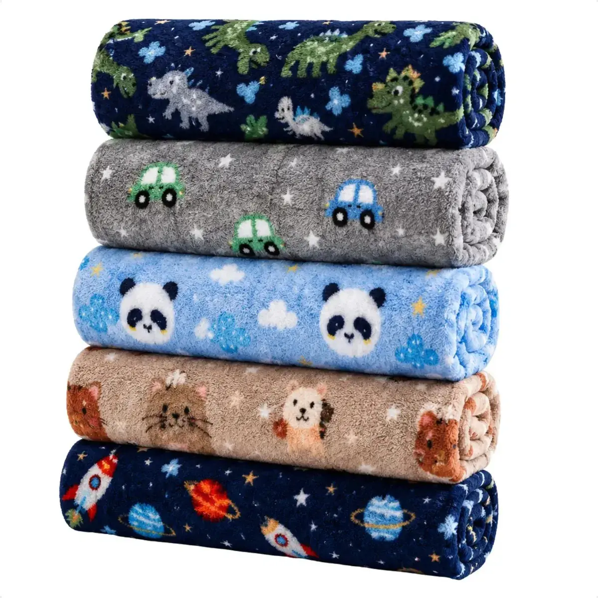 Kit 3 Mantas Cobertor Microfibra Infantil Bebê Estampada Cor Menino thumbnail 2