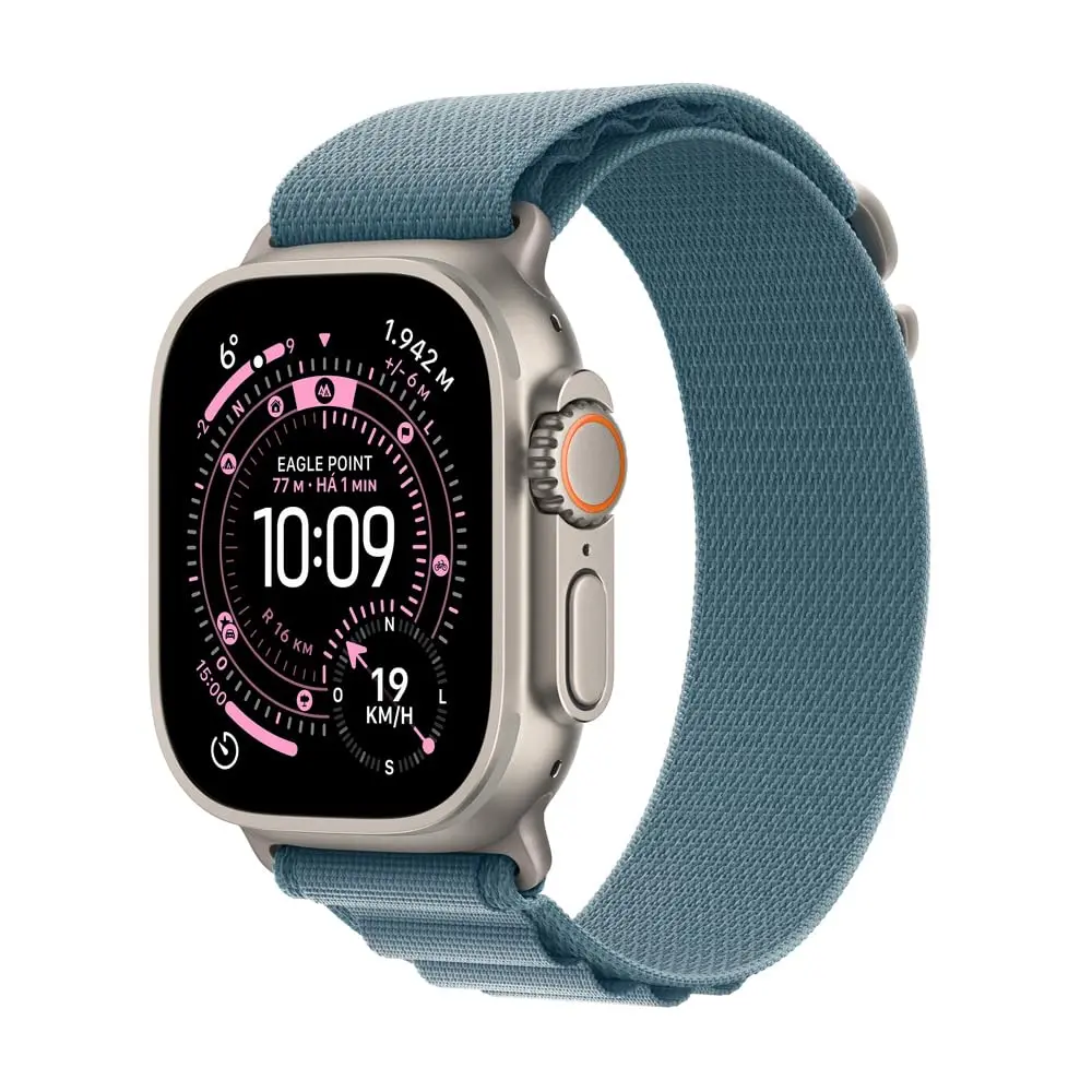 Apple Watch Ultra 3 GPS + Cellular, Caixa em titânio natural de 49 mm com Loop Alpine azul‑claro ‑ M