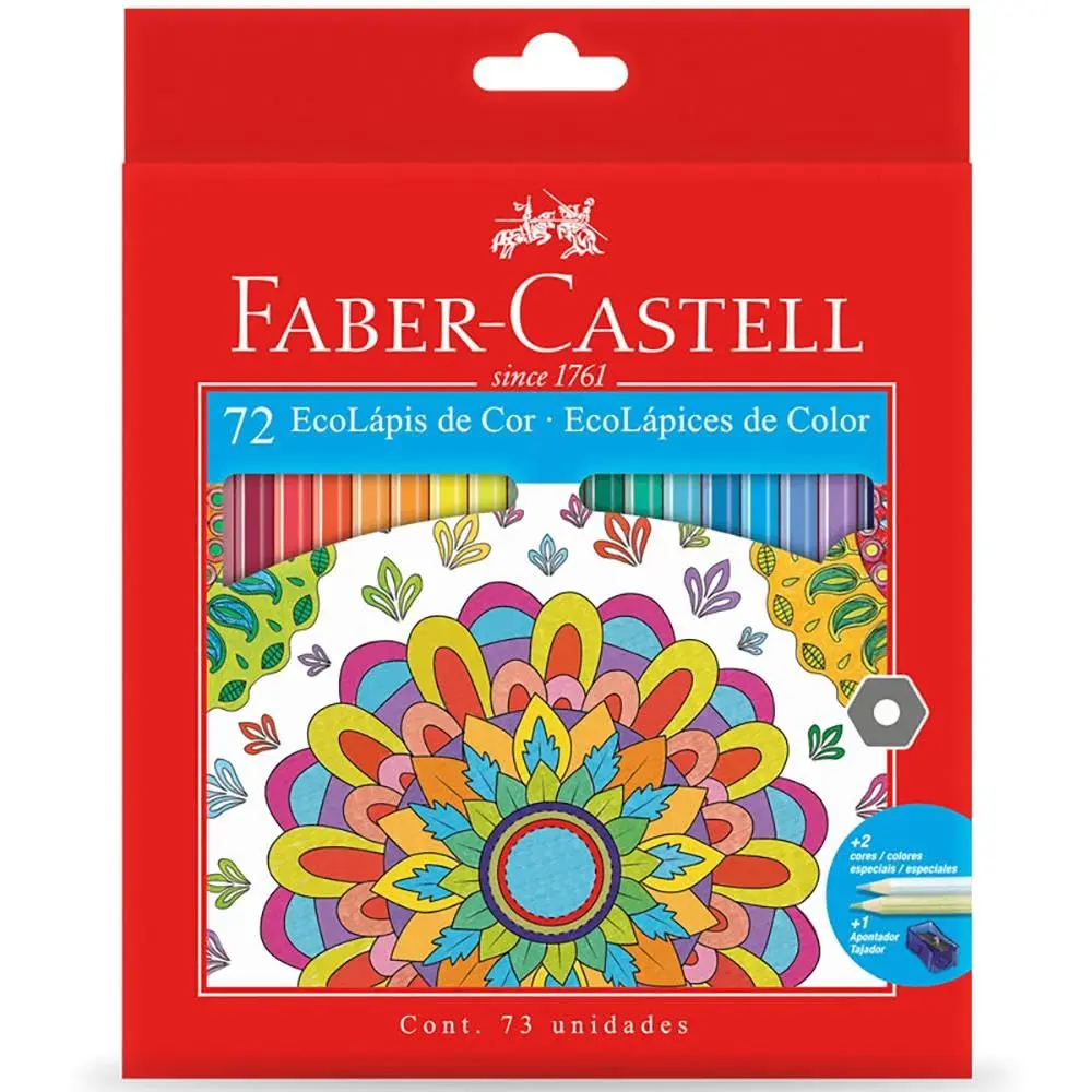 Lapis de cor, Faber-Castell, Ecolápis 72 cores,Multicor - 1