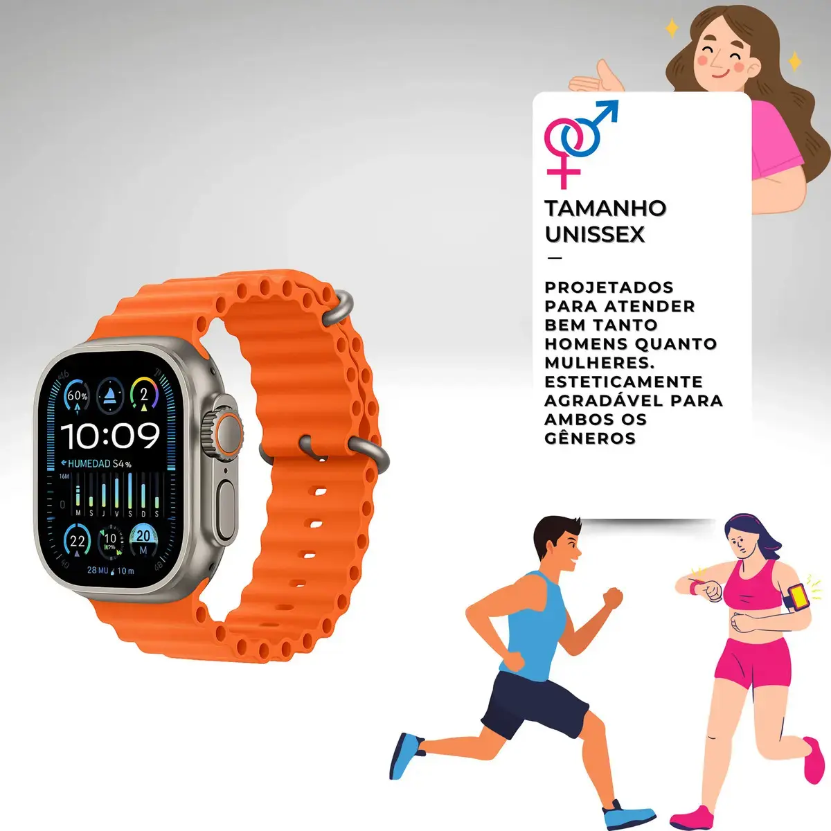 Relogio Smartwatch 10 Ultra Plus Preto Tela AMOLED Monitor Saúde GPS Bluetooth thumbnail 3
