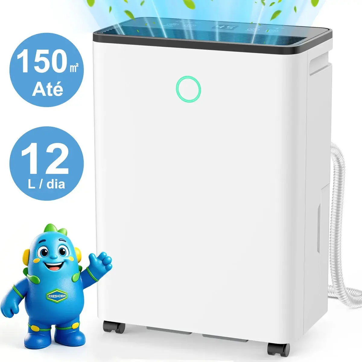 Desumidificador Freshdew de Ar Compressor 12L para Ambientes Até 150m² Com Timer