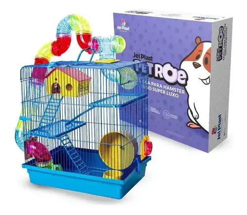 Gaiola Hamster Luxo 3 Andares Tubo Super Azul (5 Unid) Cor Lilás