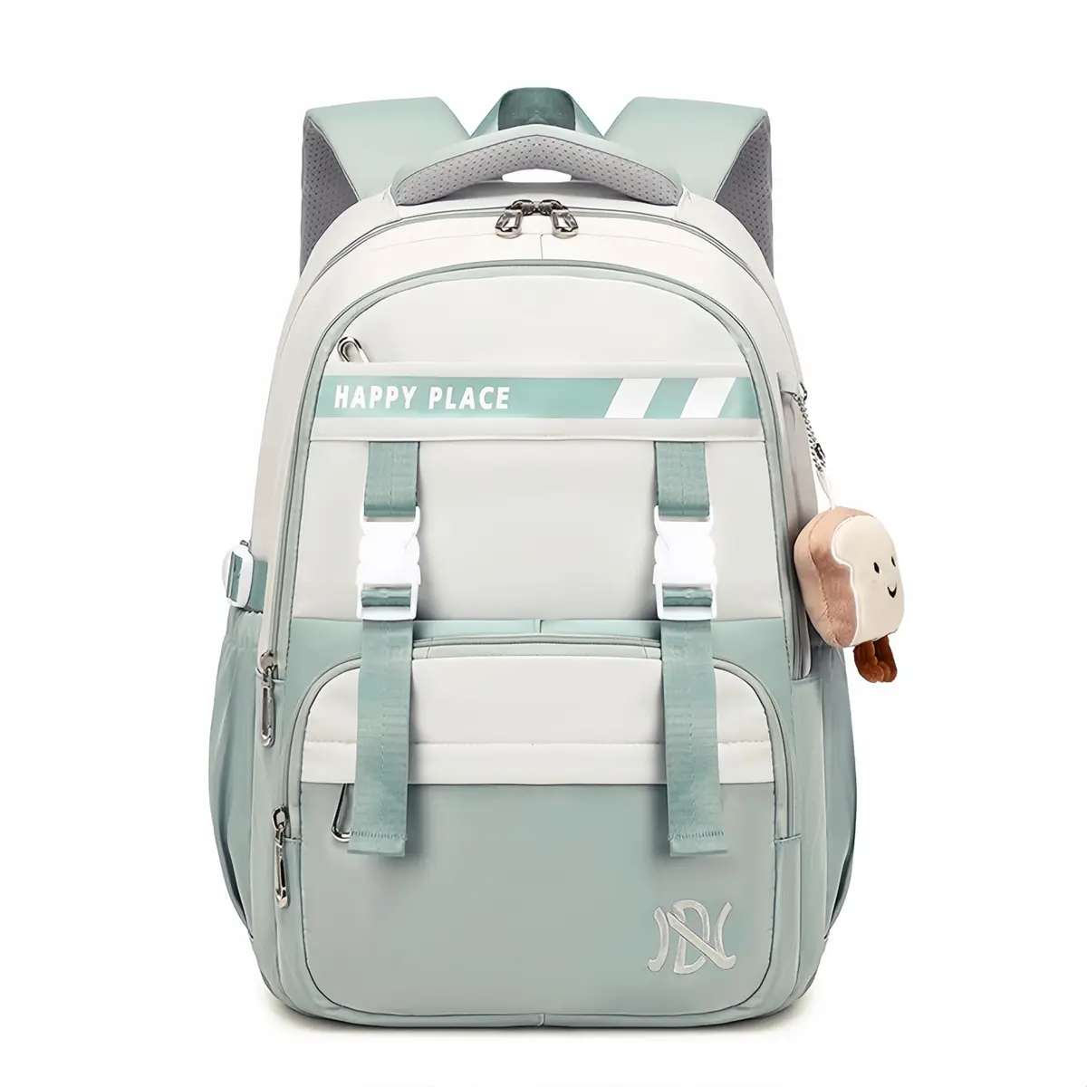Mochila Espaçosa de Duas Cores para Mulheres, Estudantes, Cabe Notebook de 15,6 Polegadas - 1
