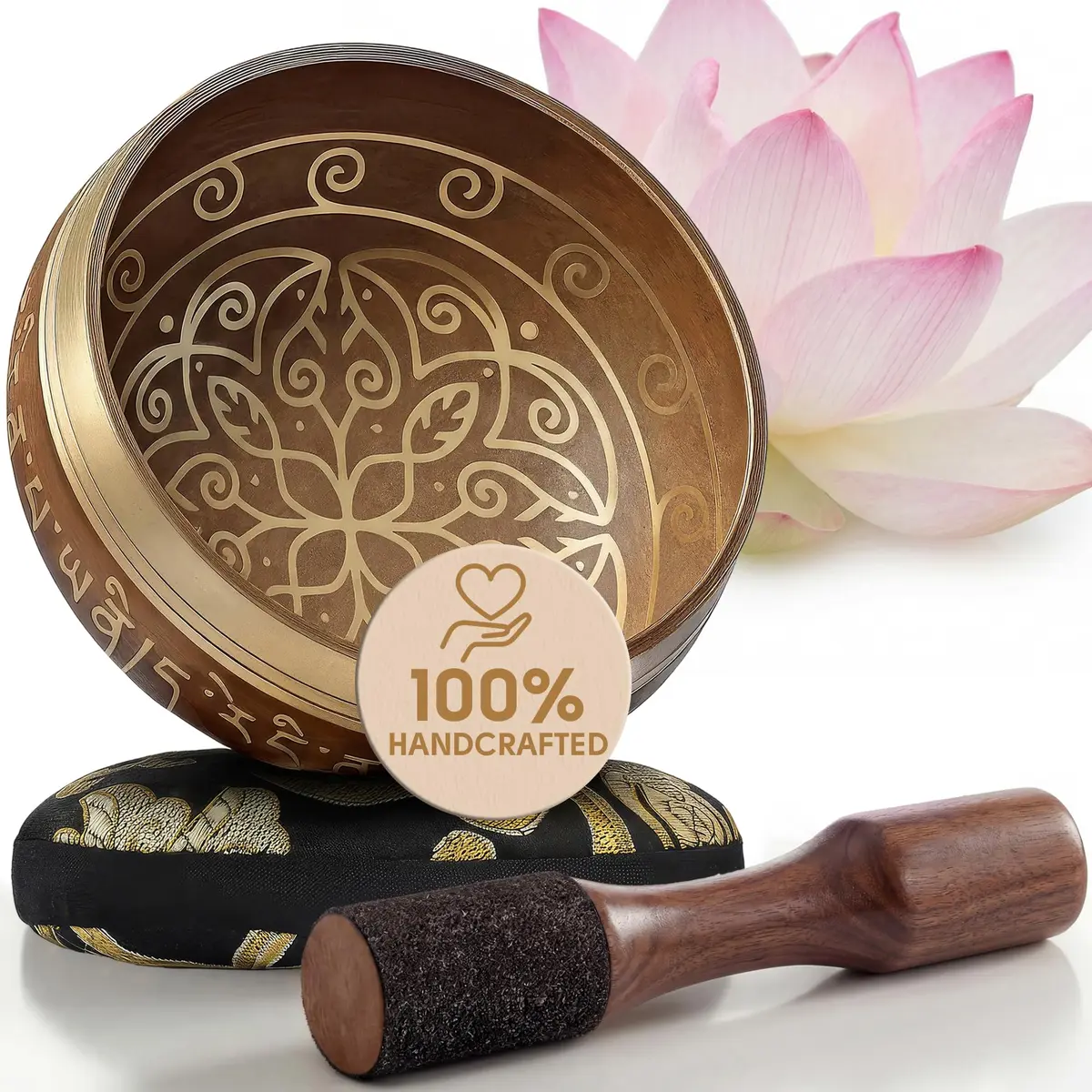 Silent Mind Conjunto de tigelas de canto tibetano – Tigela de meditação fácil de brincar e amigável para iniciantes com almofada e martelo | Alívio do estresse e atenção plena | Pronto para presente