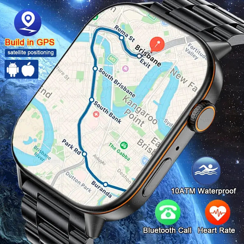 Novo Relógio Inteligente Militar com GPS Integrado, Bússola, Altímetro Barométrico, 10ATM, IP69K, à Prova d'Água, AMOLED, Chamadas via BT