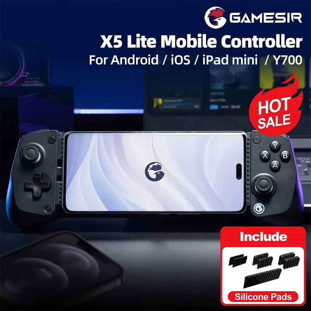 Controle GameSir X5 Lite para Jogos Móveis, Gamepads para iPhone Séries 17, 16, 15, iOS, iPad Mini, Y700 e Tablets Android