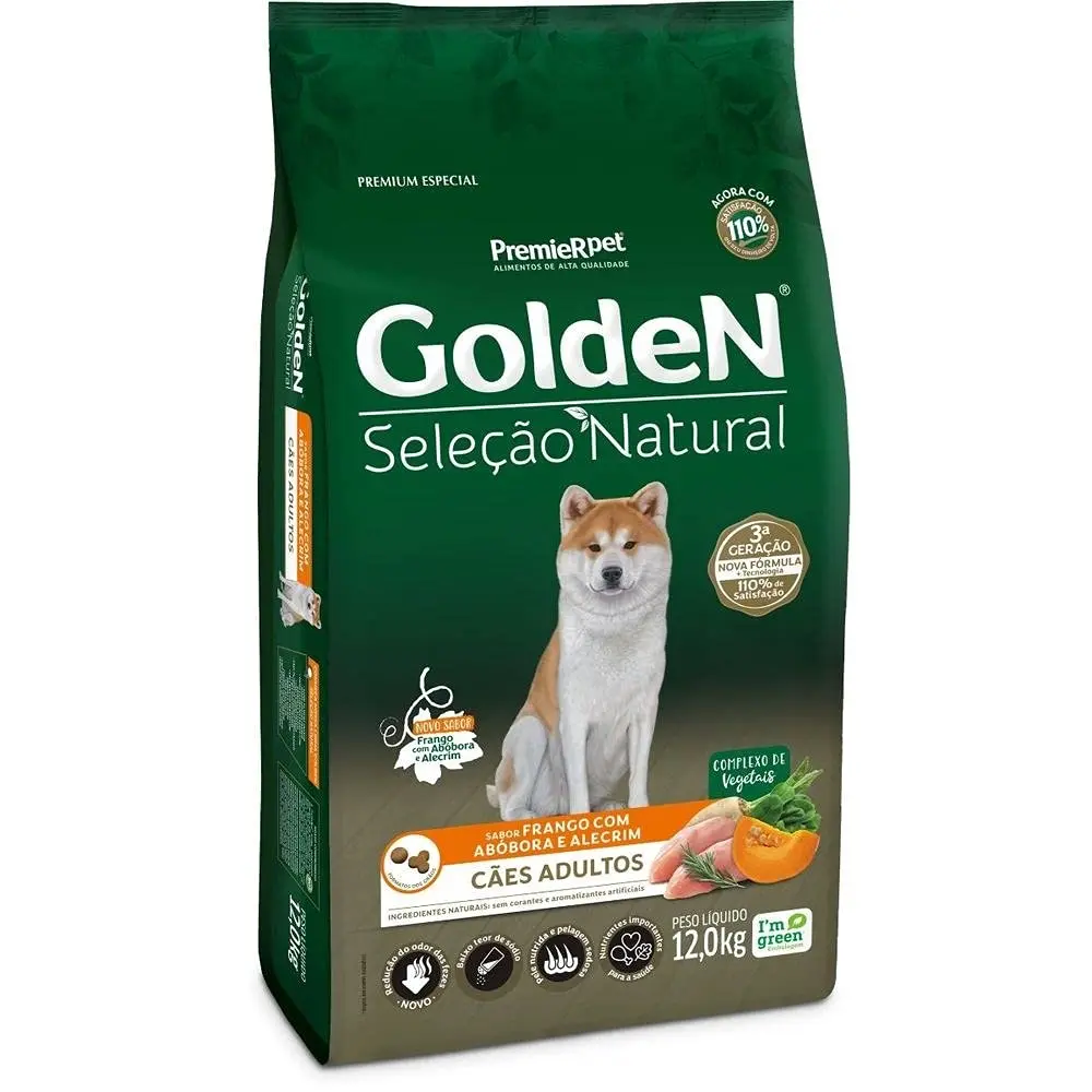 Premier Pet Ração Golden Seleção Natural Para Cães Adultos Sabor Abóbora 12Kg - 1