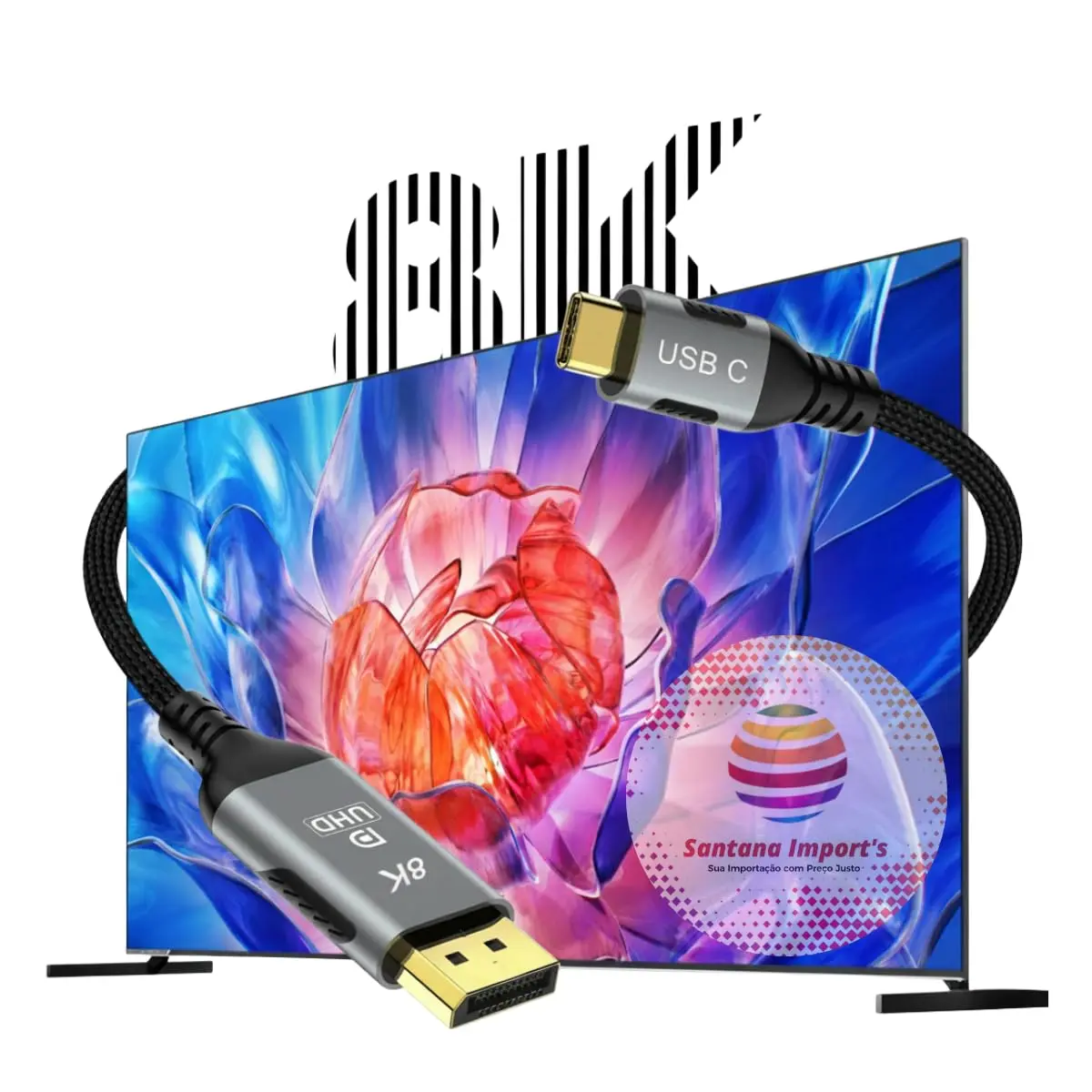 Cabo USB C para DisplayPort Adaptador | 8K 60Hz, Thunderbolt 3, Thunderbolt 4