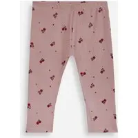 calça legging infantil de algodão floral rosa