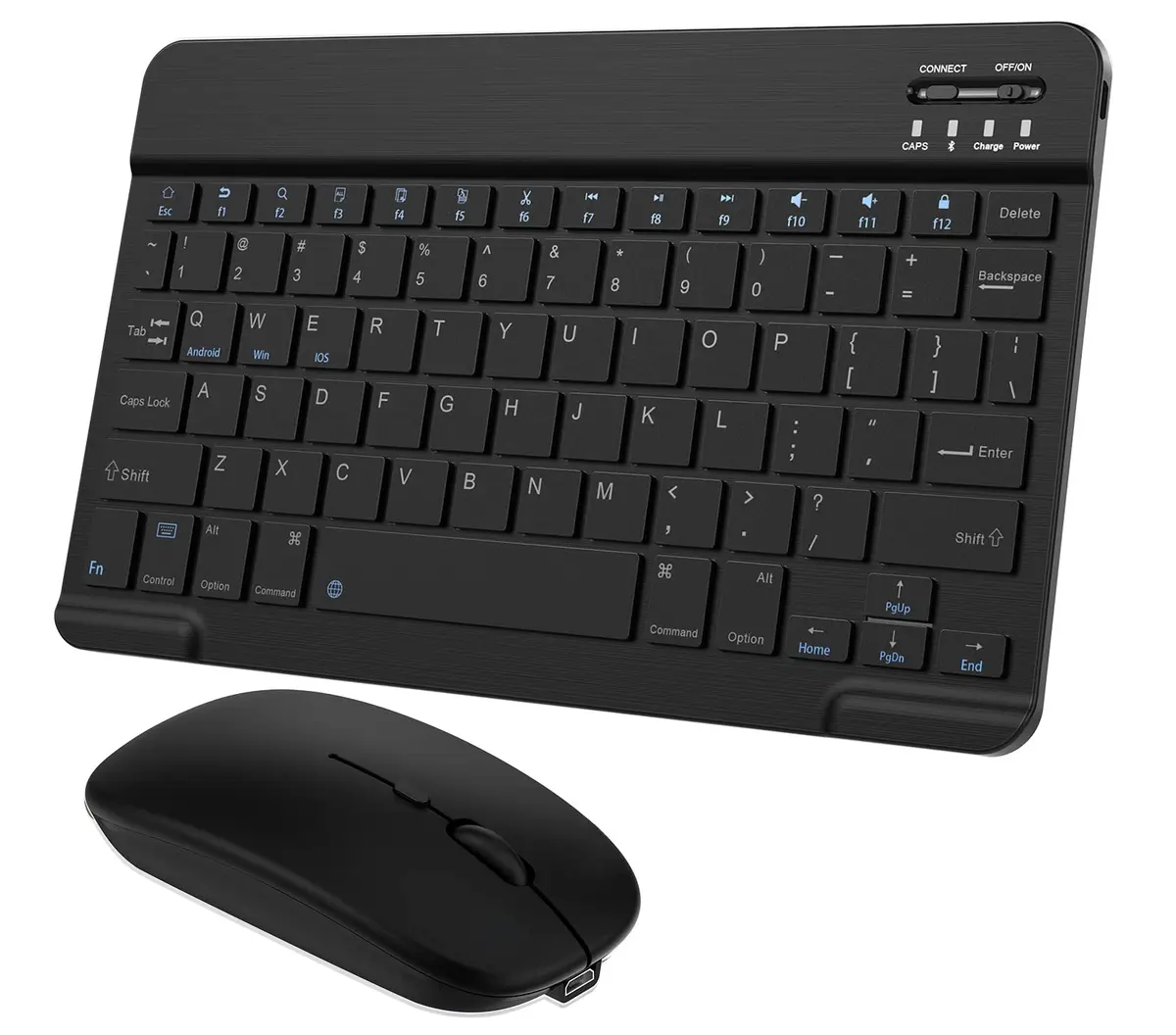 Combo de teclado e mouse Bluetooth ultrafino, portátil, recarregável, teclado sem fio para tablet Android, celular, smartphone, iPhone, iPad mini, Pro Air 10.2 10.9 11 12.9 33.0 cm (preto) - 1