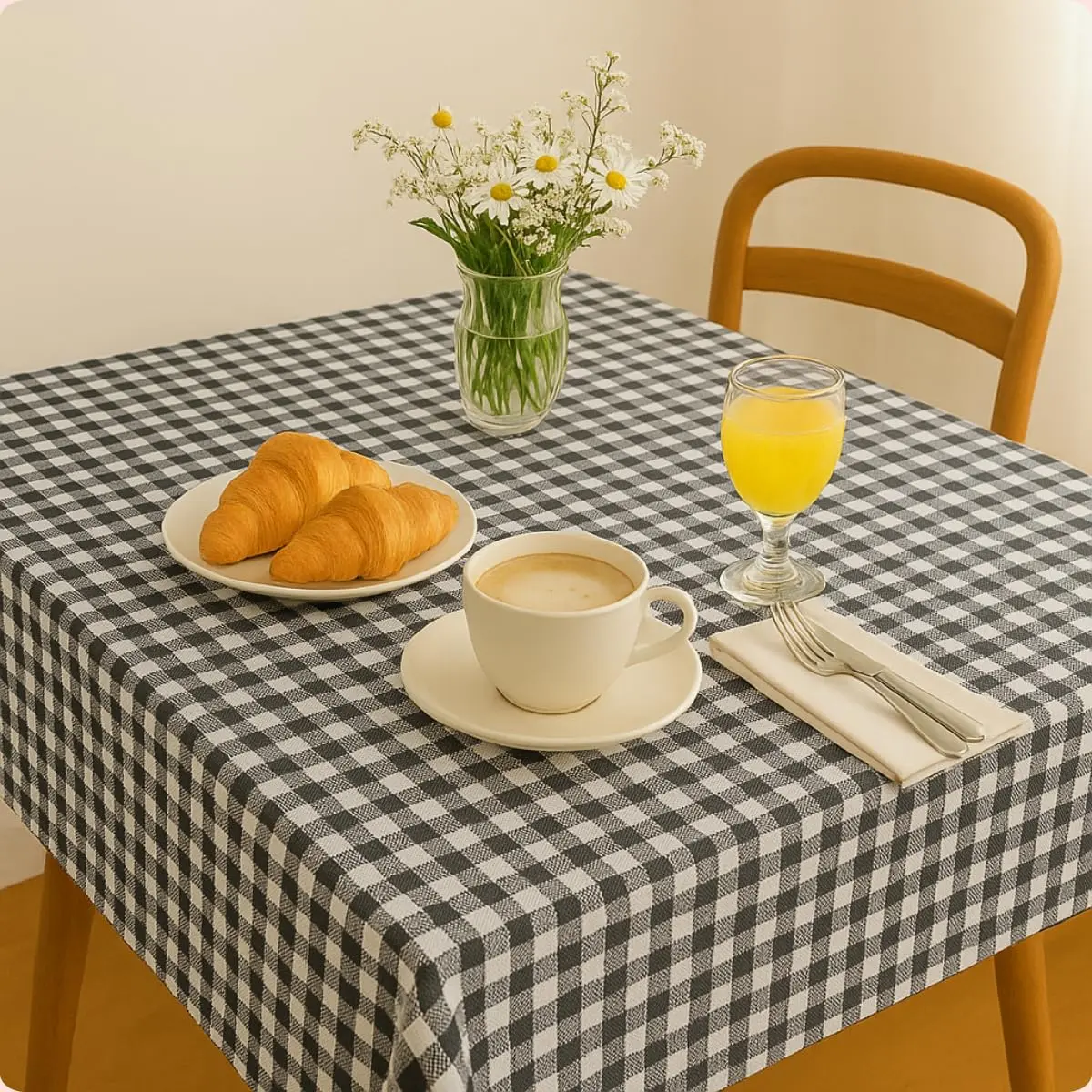 Toalha de Mesa Xadrez Retangular Ideal para Casa Apartamento Airbnb 1m x 1,50 (PRETO) - 1