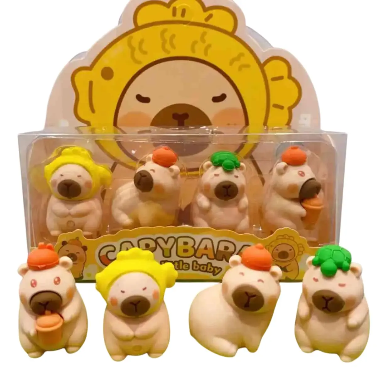 Kit 4 Borracha Capivara Escolar Fofas Papelaria Apaga Kawaii Borrachas
