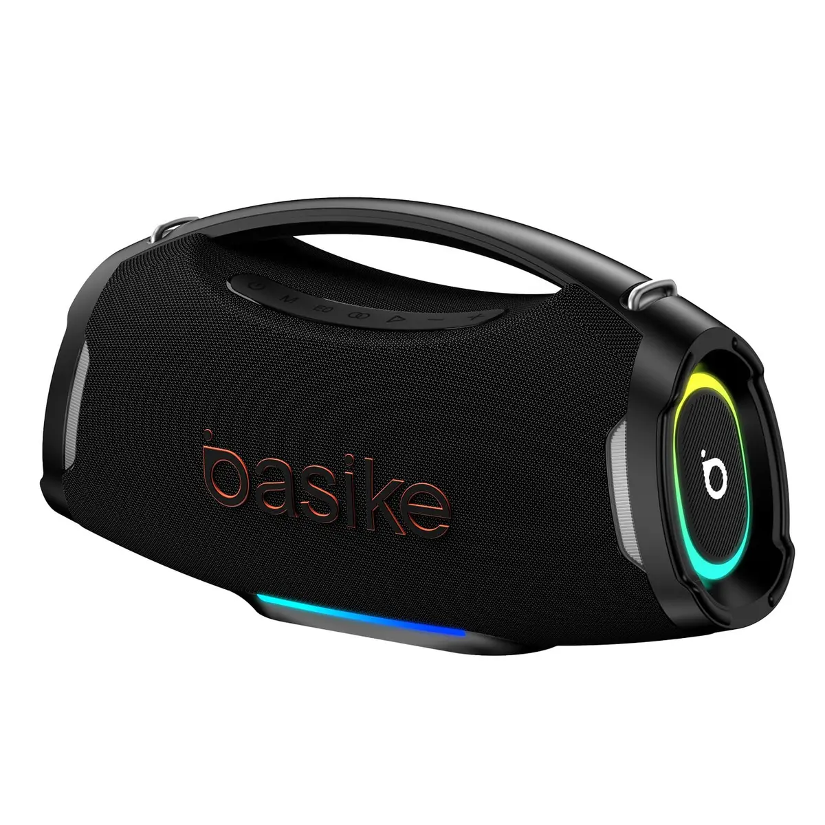 Basike Caixa de Som Estéreo Sem Fio, Boombox 200W, Bluetooth, preto | Bateria 18000mAh, IPX6 À Prova de Água, Luz RGB, Equalizador, TWS, Graves Reforçados, Áudio Lossless, Festa, Viagem, Piscina