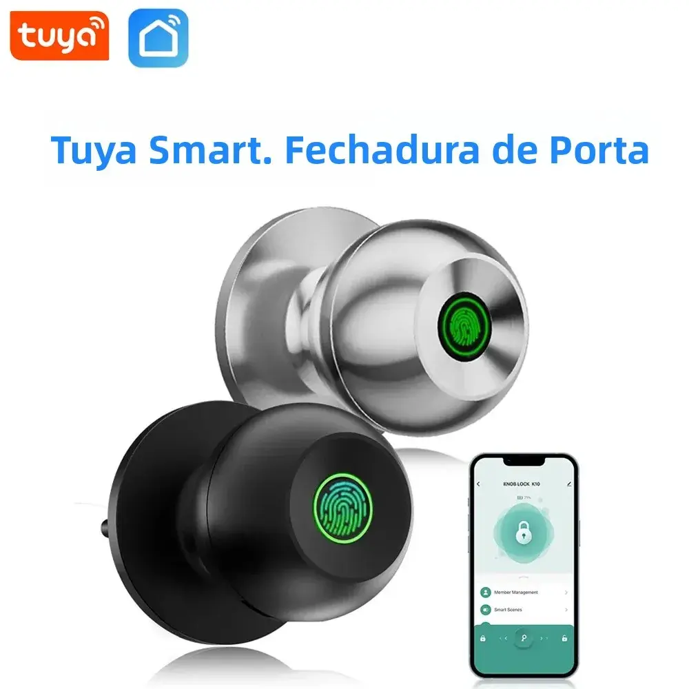 Fechadura de porta inteligente Tuya para casa inteligente, 3 em 1: chave, impressão digital e desbloqueio por aplicativo Smart Life, para hotéis, apartamentos e armazéns. - 1