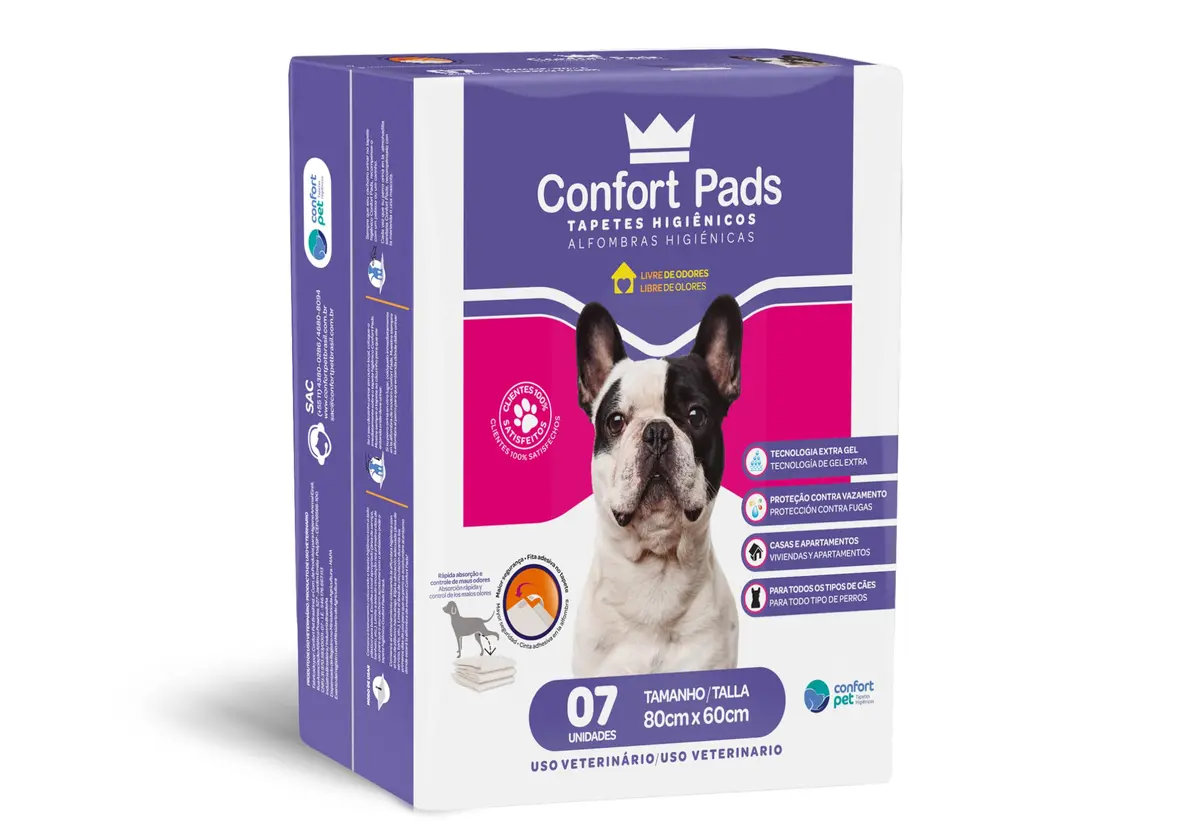 Tapete Higiênico Confort Pads, 80x60, 7 Unidades