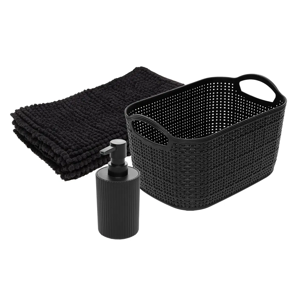 LYOR - Conjunto 3 Peças para Banheiro Comfort Preto Plástico