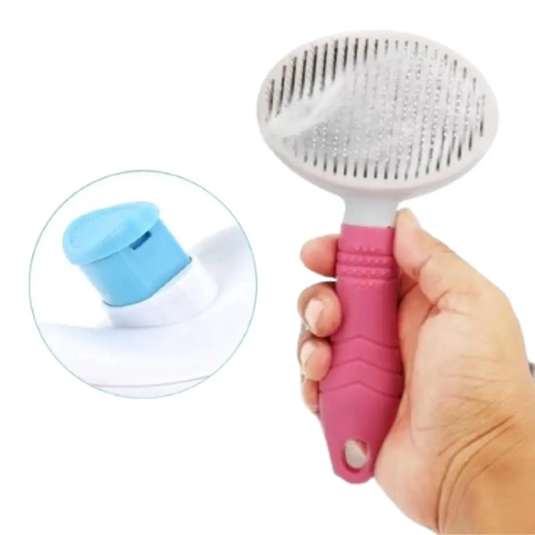 Escova Removedora de Pelos para Cães e Gatos, Auto-Limpante, (ROSA) - 1