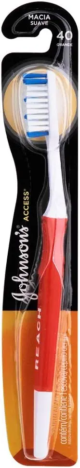 Escova de Dente Reach Access 40, Cerdas Macias, Vermelho e Branco - 1
