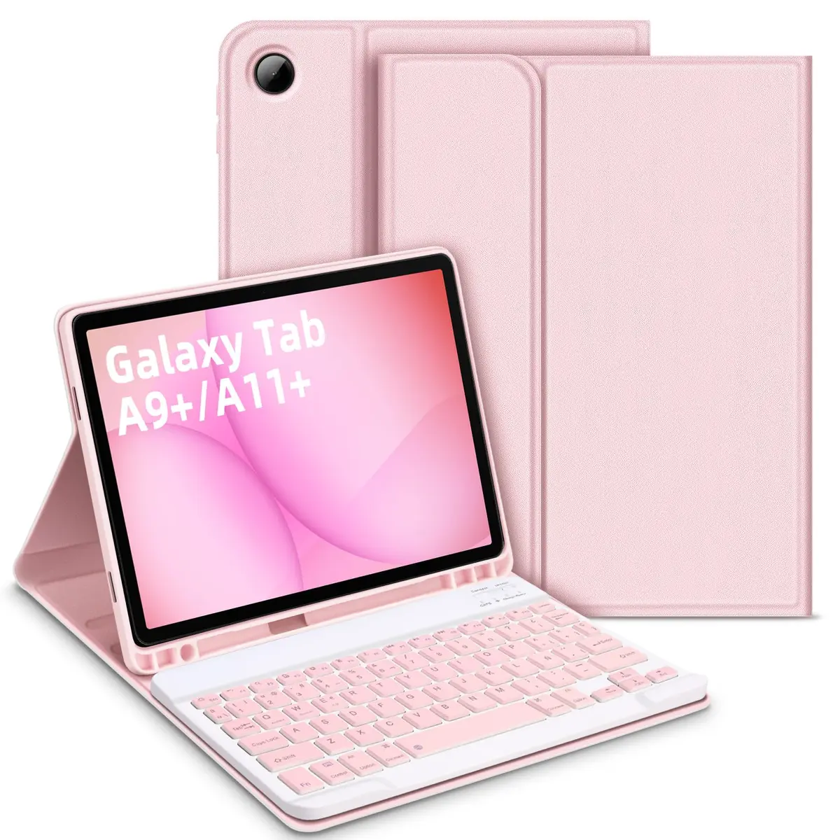 Capa com Teclado para Samsung Galaxy Tab A11+/A9+ 11", Layout em Português Brasileiro Teclado com Capa para Galaxy Tab A11 Plus 2025/ Tab A9 Plus 2023 11 Polegadas SM-X230/X236/X210/X215/X216, Rosa - 1