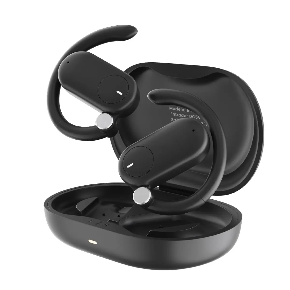 Fone de Ouvido Bluetooth 5.4 Esportivo para Corrida, Open Ear com Gancho | Som Estéreo Hi-Fi, TWS/ENC/IPX5, 100h Standby, Compatível com Android e iOS (Preto)