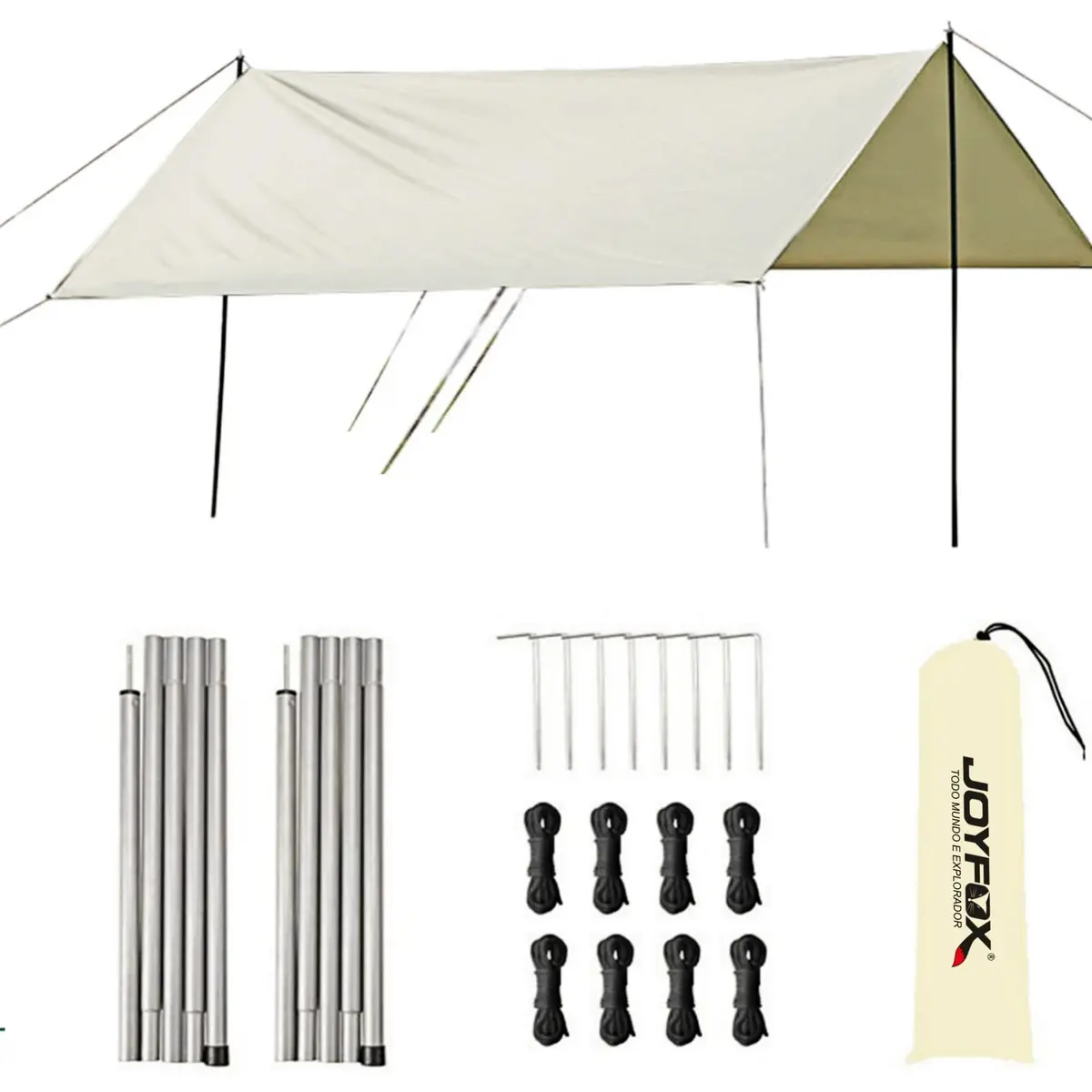 Joyfox Tenda Gazebo Para Barraca Camping, PortáTil Tela Toldo ProteçãO Uv 50+ Upf E ImpermeáVe (5 * 3m Branco) - 1