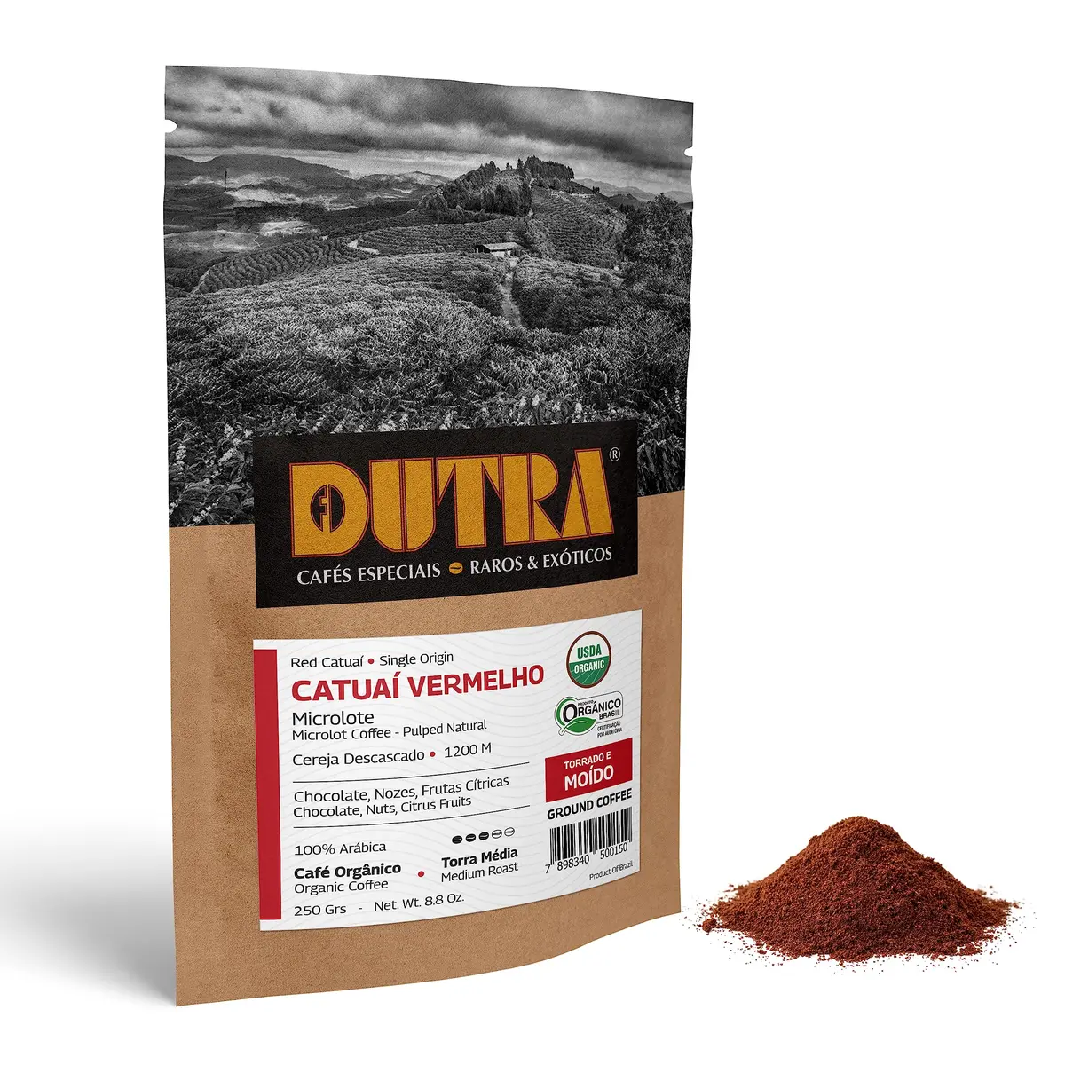 Café Dutra, Orgânico Especial, Clássico, Torrado e Moído, 250g
