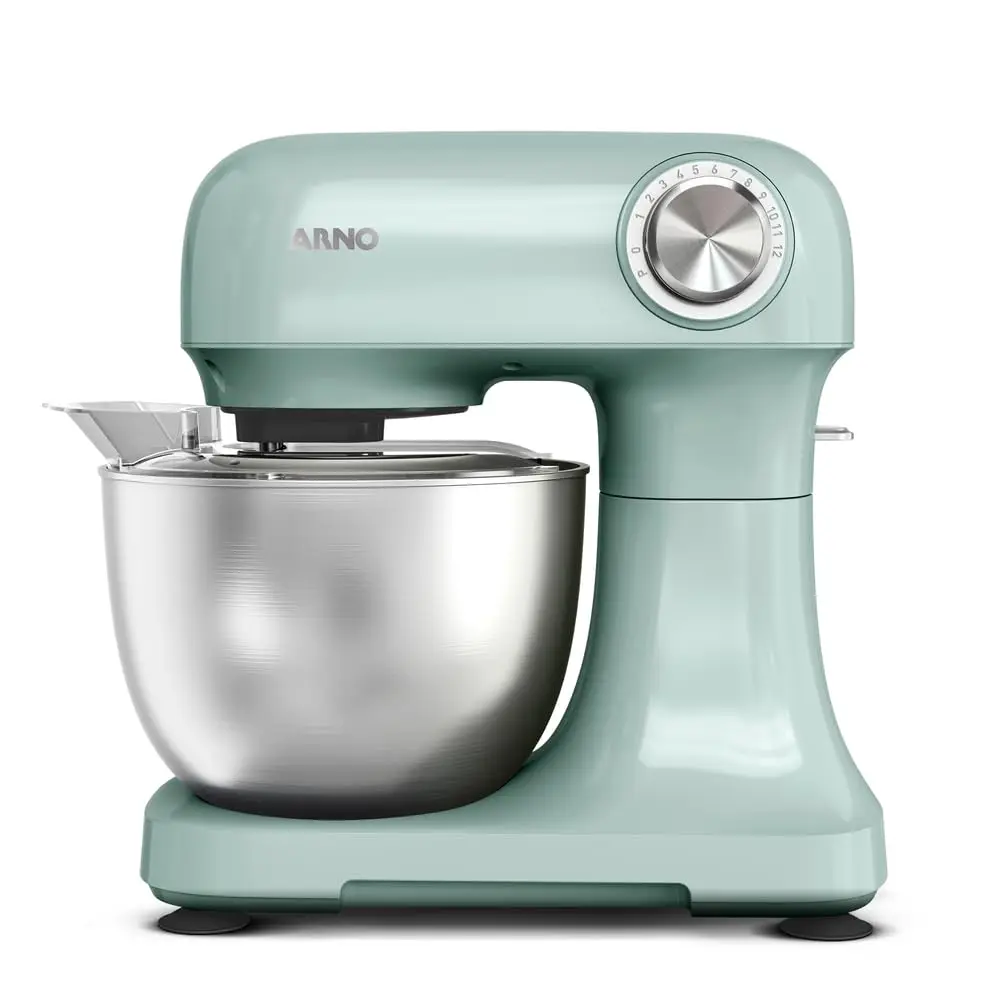 Batedeira Arno Planetária Bake Easy KM13, 500W, Verde Eucalipto com Tigela Inox, 3,5L, 12 Velocidades, Transmissão Direta, 3 Batedores, Tampa Anti-Respingos e Design Compacto, 110V - 1