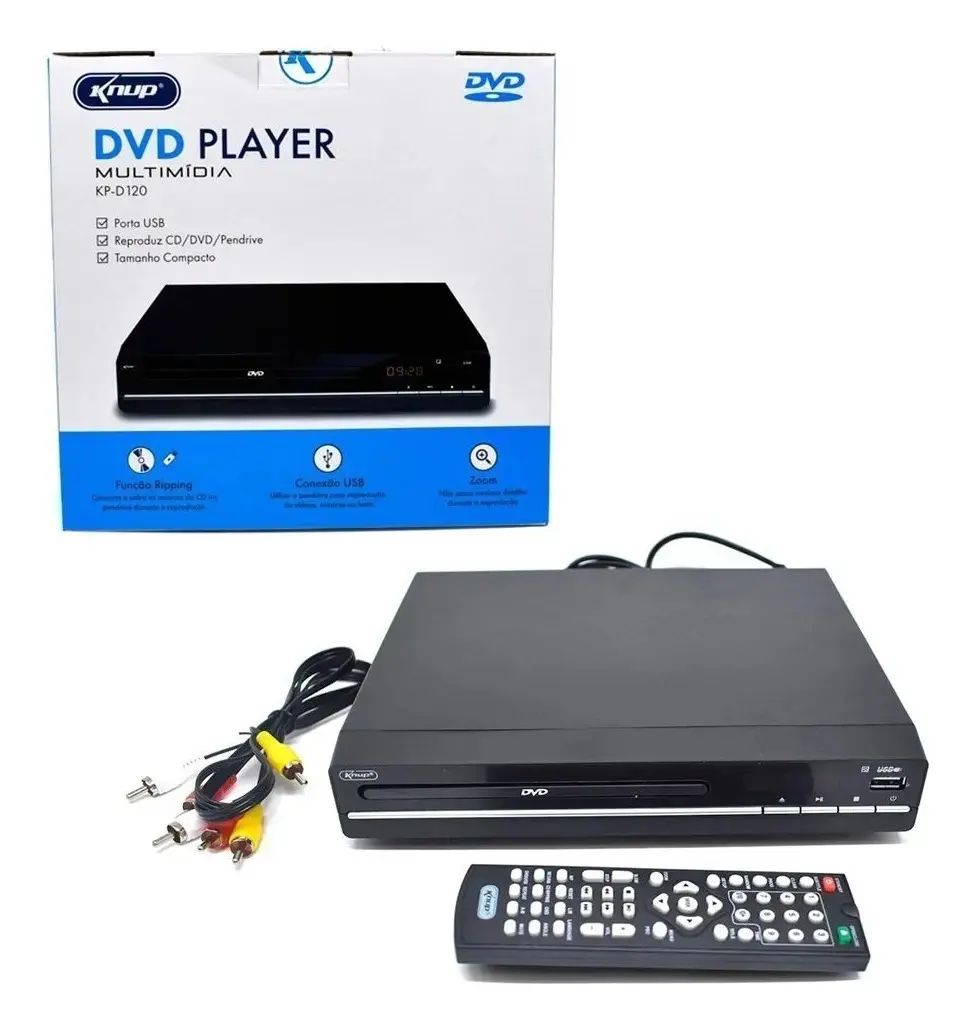 Dvd Player Knup KP-D120 Preto Mp3 Ripping Media Player USB Pen Drive thumbnail 4