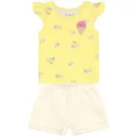 Infantil - Conjunto Feminino Verão Sorvete Brandili Amarelo Branco G Amarelo